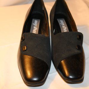 Easy Street low heel black shoes with button detail. Worn once with original box